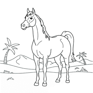 Kleurplaat Arabische Paard