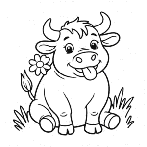 Kleurplaat Cartoon Stier