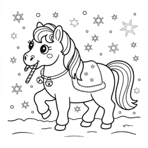 Kleurplaat Kerstpony