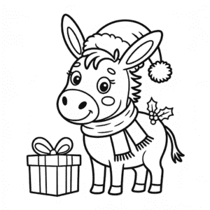 Kleurplaat Kerstvakantie Ezel