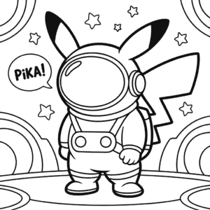 Kleurplaat Among Us Pikachu