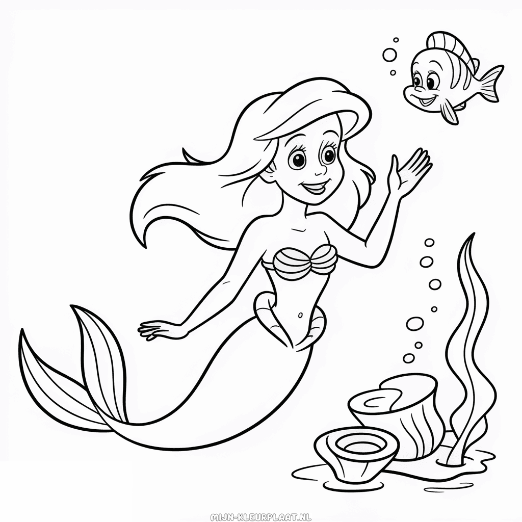 Kleurplaat Ariel Disney