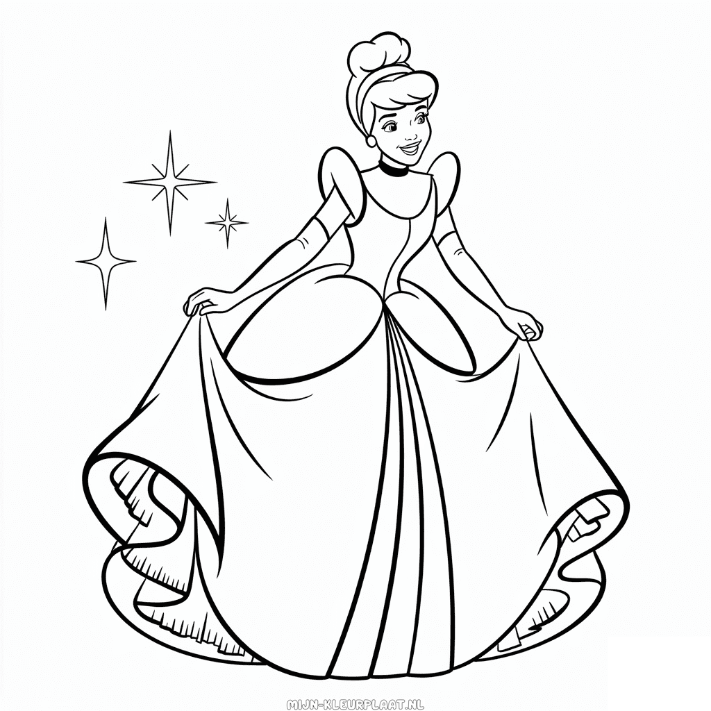 Kleurplaat Assepoester Disney Prinses