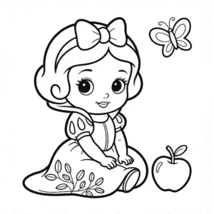 Kleurplaat Baby Chibi Sneeuwwitje
