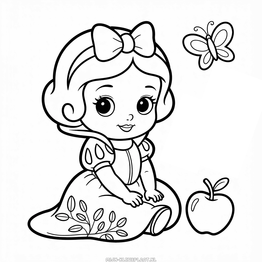 Kleurplaat Baby Chibi Sneeuwwitje