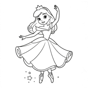 Kleurplaat Ballerina Disney Prinses