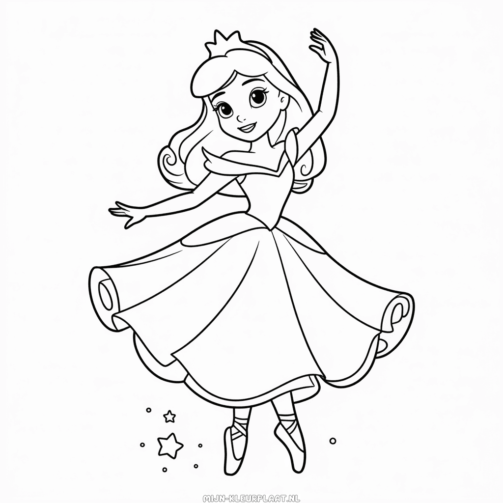 Kleurplaat Ballerina Disney Prinses