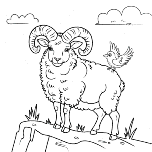 Kleurplaat Bighoorn Schaap