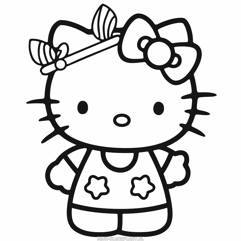 Kleurplaat Blanco Hello Kitty