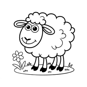 Kleurplaat Cartoon Schaap