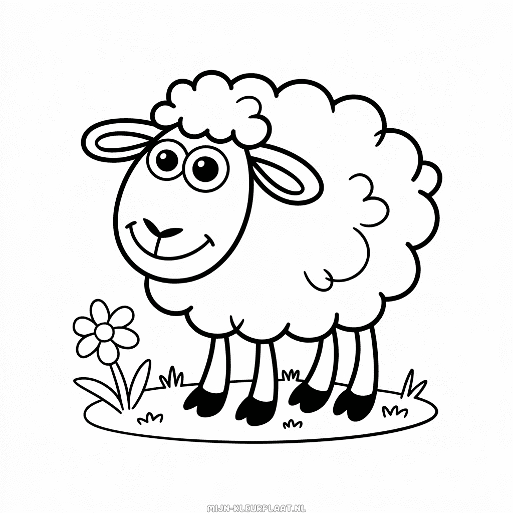 Kleurplaat Cartoon Schaap