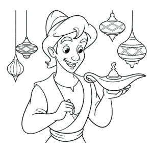 Kleurplaat Disney Aladdin Cartoon