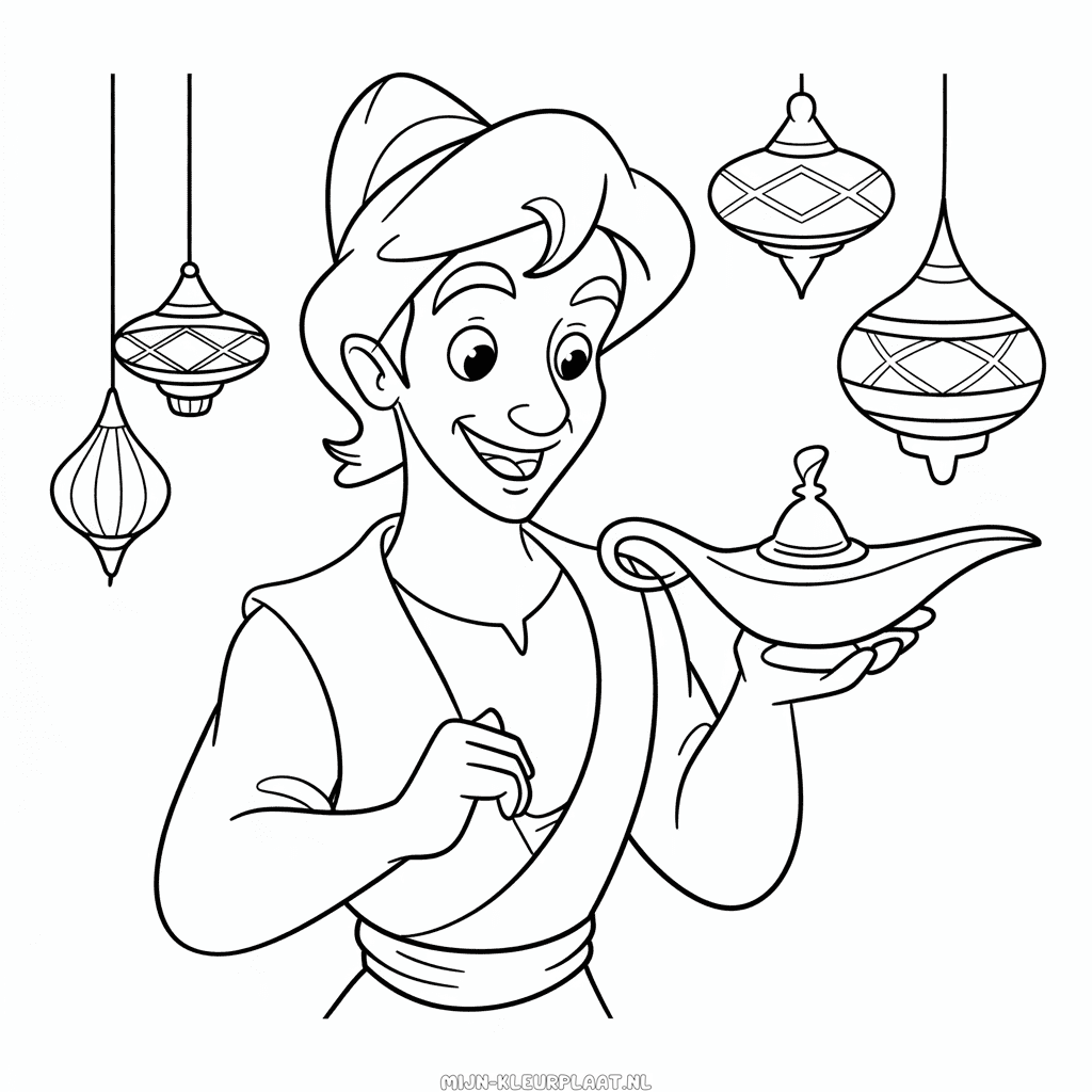 Kleurplaat Disney Aladdin Cartoon