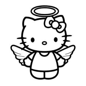 Kleurplaat Engel Hello Kitty