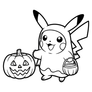 Kleurplaat Halloween Pikachu