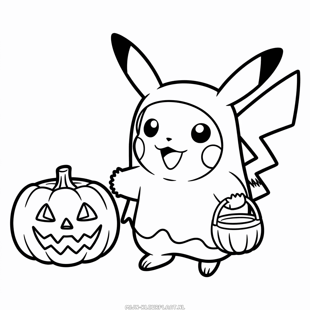 Kleurplaat Halloween Pikachu