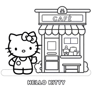 Kleurplaat Hello Kitty Cafe