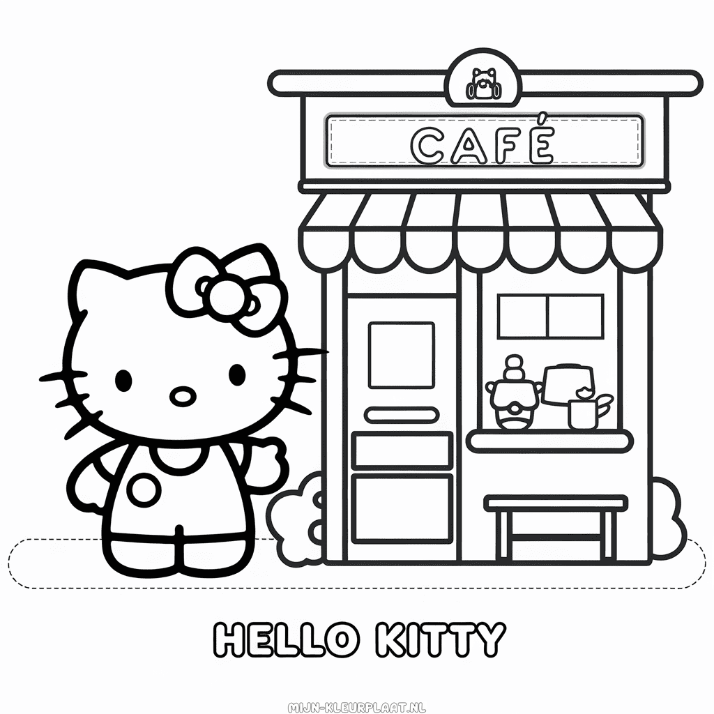 Kleurplaat Hello Kitty Cafe