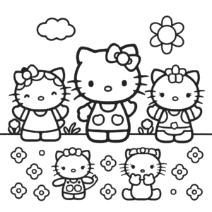 Kleurplaat Hello Kitty en Vrienden