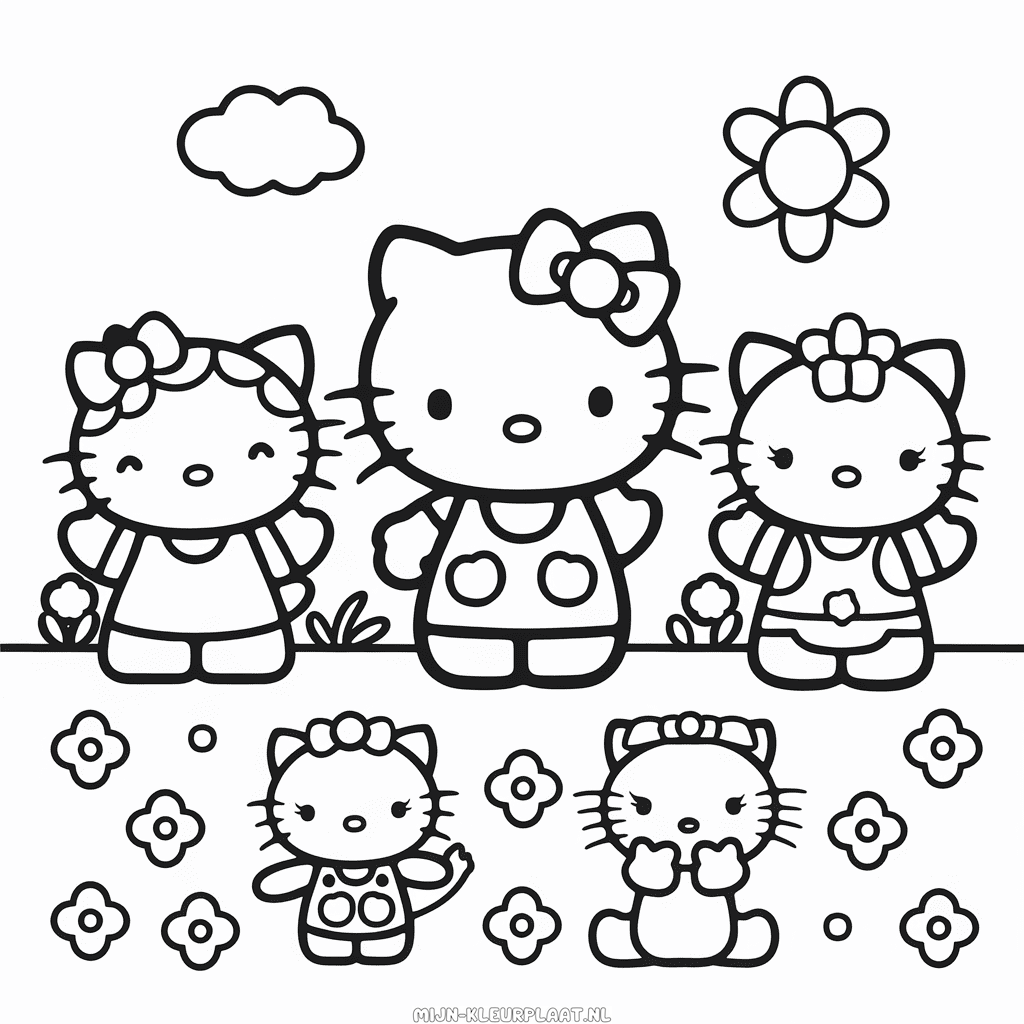 Kleurplaat Hello Kitty en Vrienden
