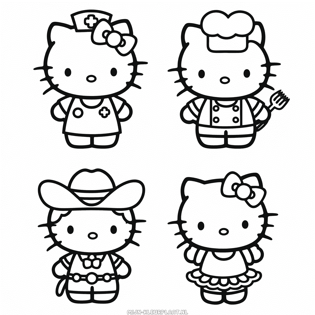 Kleurplaat Hello Kitty Kleding