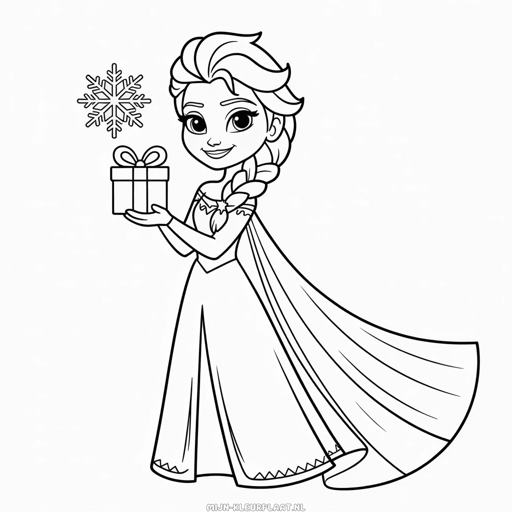 Kleurplaat Kerst Elsa