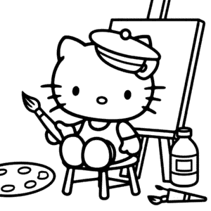 Kleurplaat Kunstenaar Hello Kitty