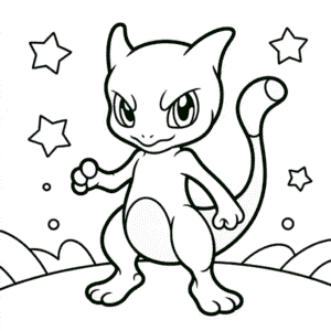 Kleurplaat Mewtwo Pokemon