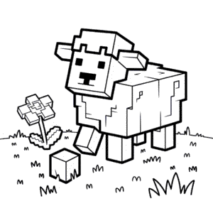 Kleurplaat Minecraft Schaap