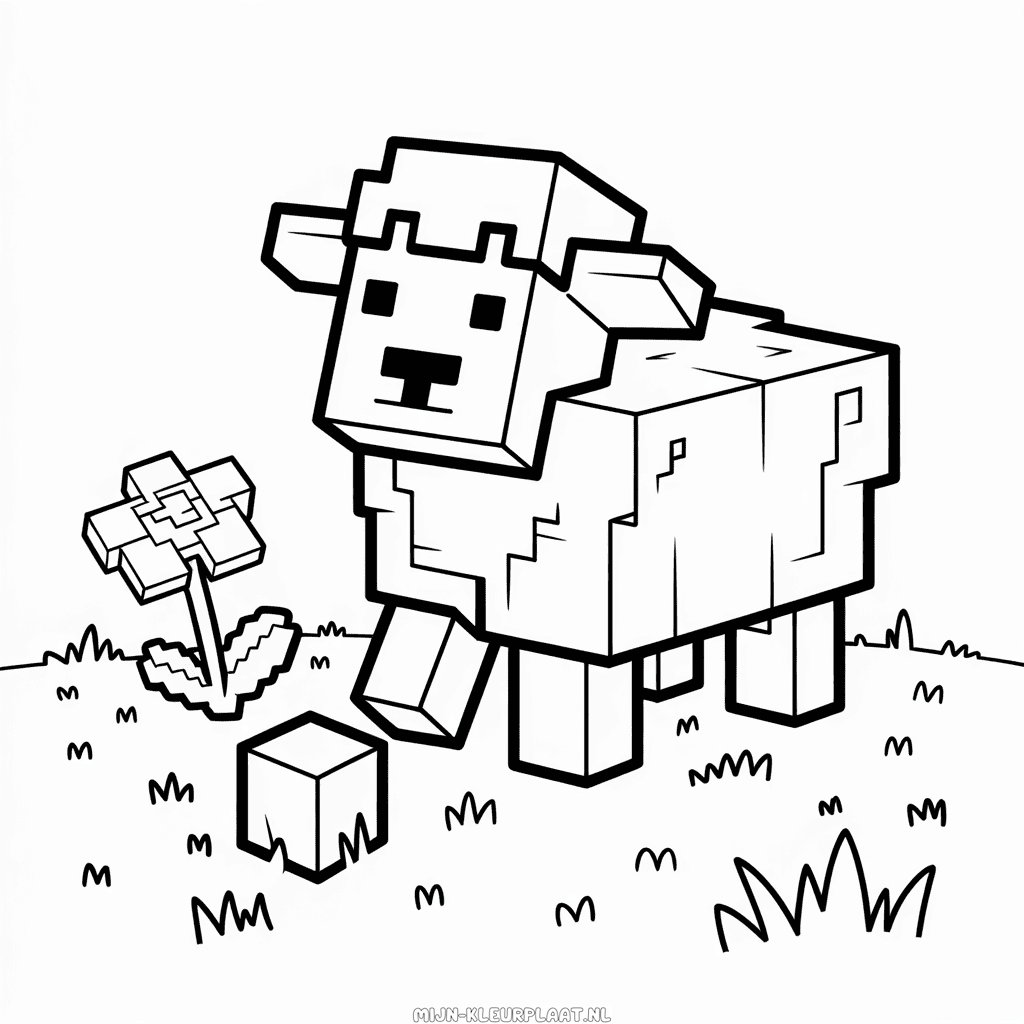 Kleurplaat Minecraft Schaap
