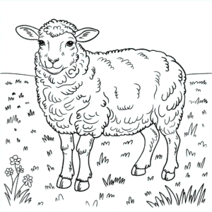 Kleurplaat Realistische Schaap