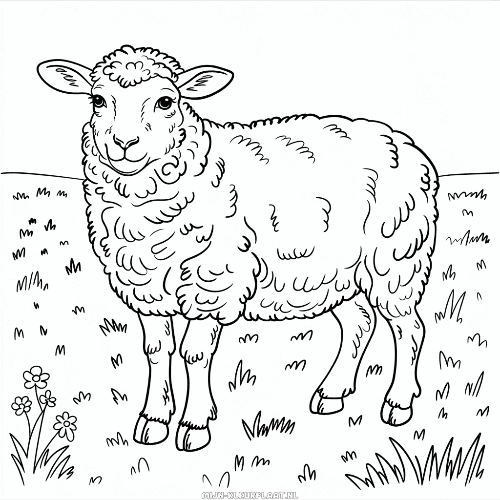 Kleurplaat Realistische Schaap