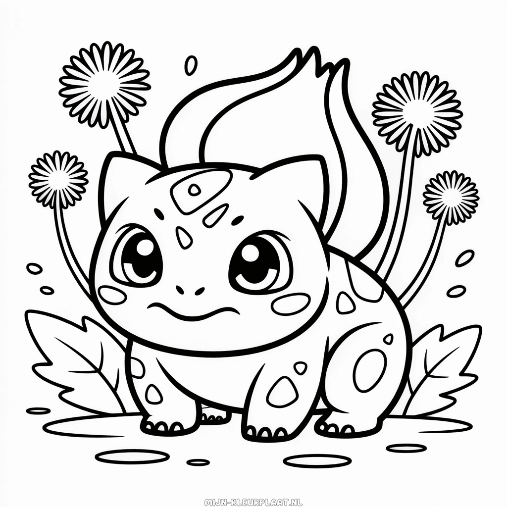 Kleurplaat Schattige Bulbasaur
