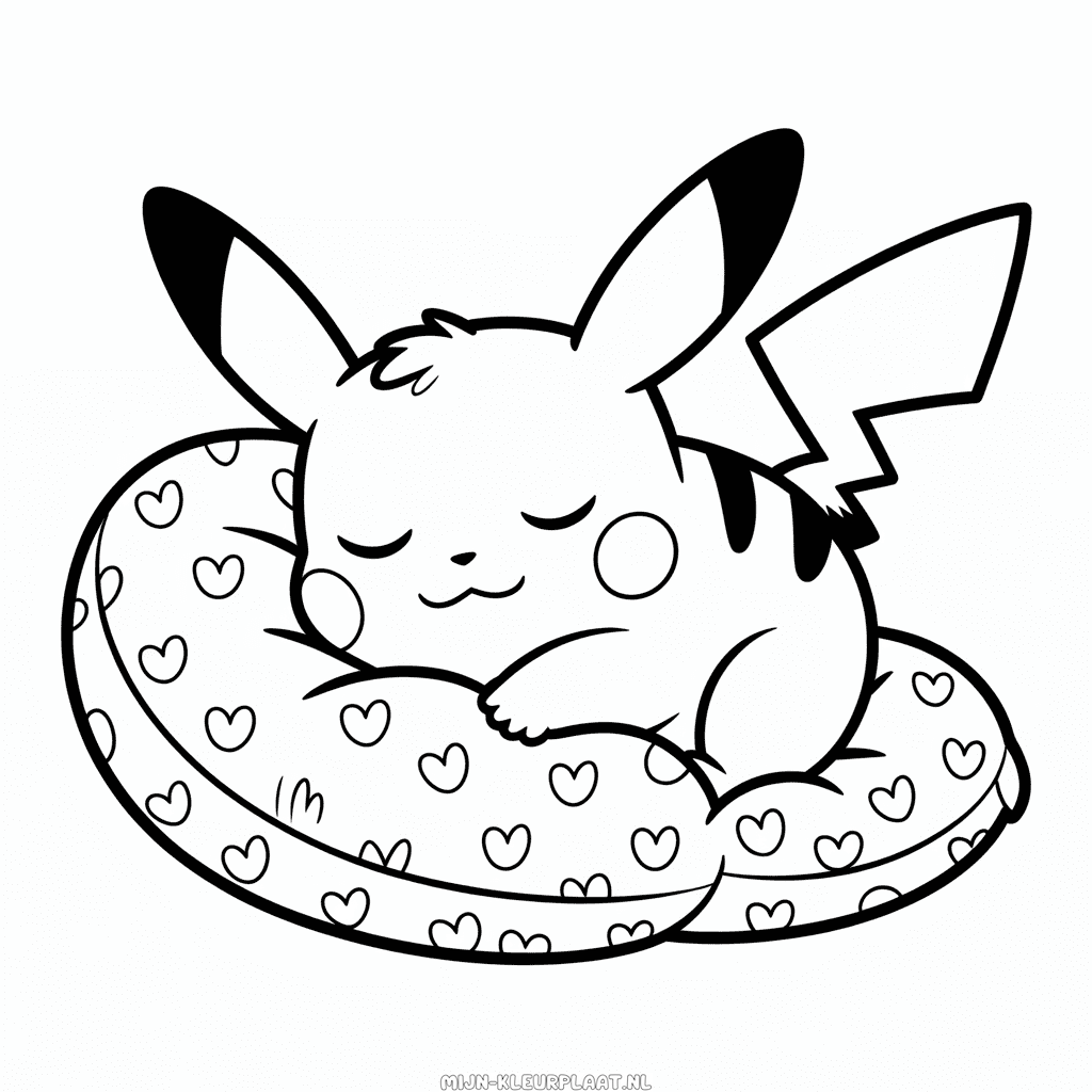 Kleurplaat Schattige Pikachu