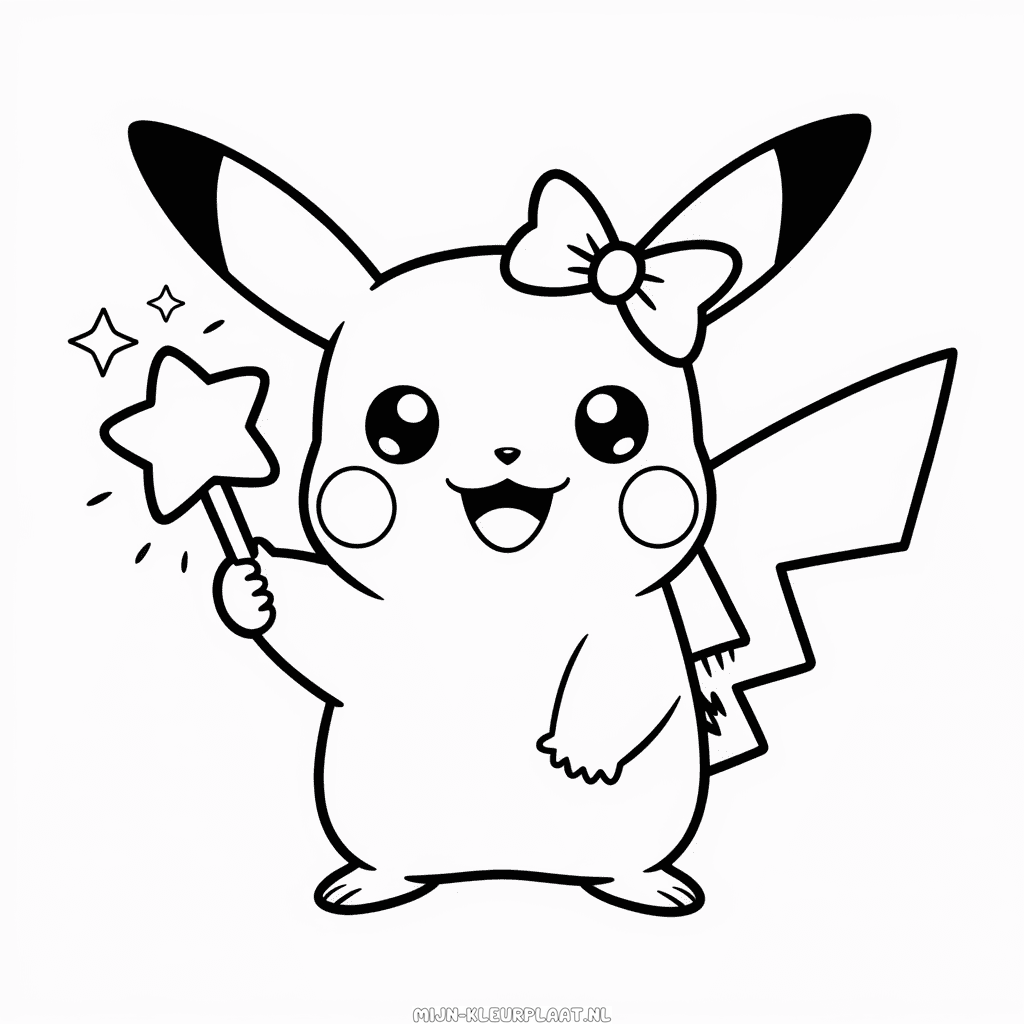 Kleurplaat Schattige Pikachu