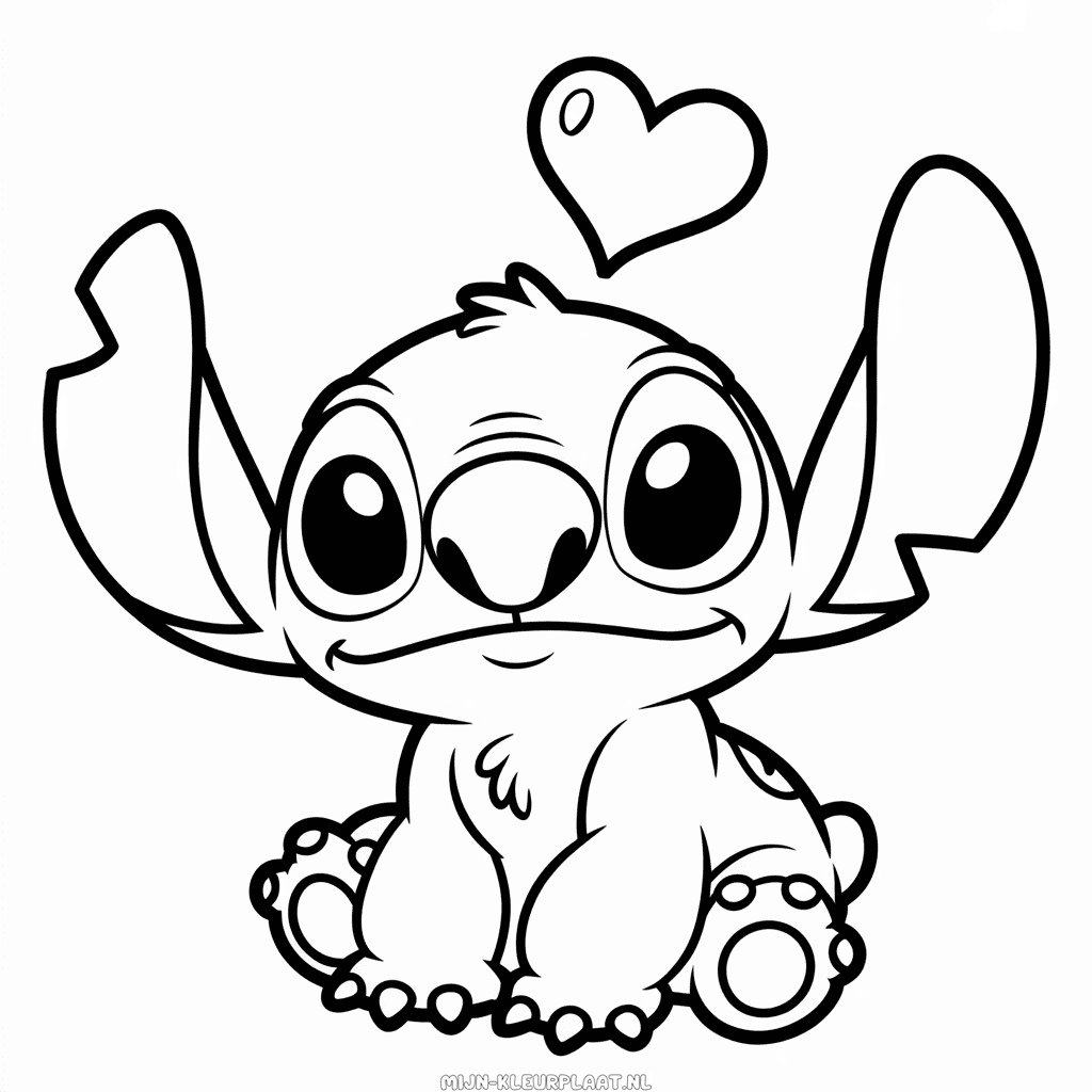 Kleurplaat Schattige Stitch