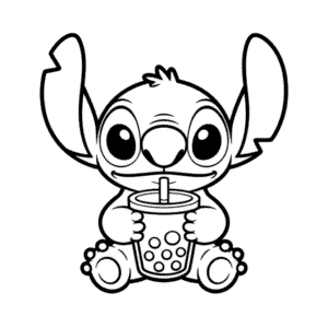 Kleurplaat Stitch met Boba