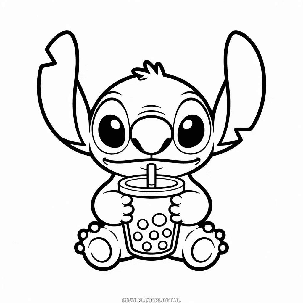 Kleurplaat Stitch met Boba