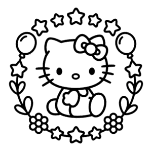 Kleurplaat Zwart en Wit Hello Kitty