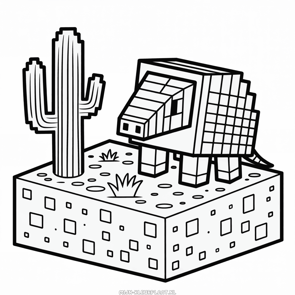 Kleurplaat Armadillo Minecraft