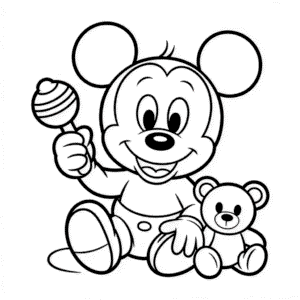 Kleurplaat Baby Mickey