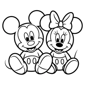 Kleurplaat Baby Mickey en Minnie