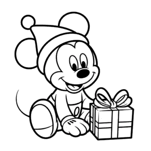 Kleurplaat Baby Mickey Kerstmis