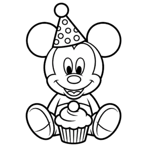 Kleurplaat Baby Mickey Verjaardag