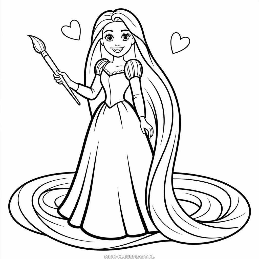 Kleurplaat Barbie Rapunzel