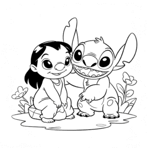 Kleurplaat Disney Lilo en Stitch