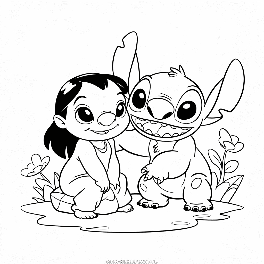 Kleurplaat Disney Lilo en Stitch