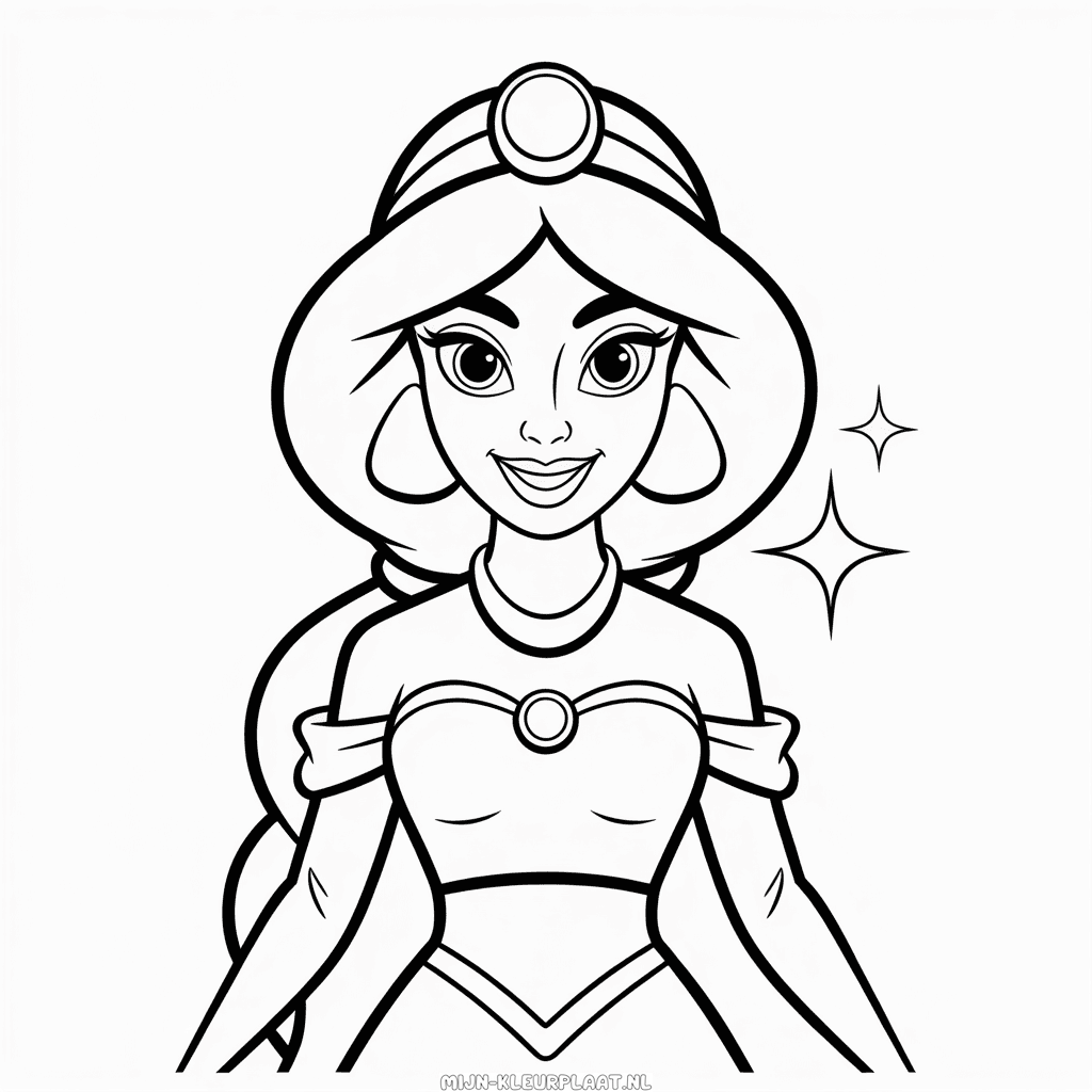 Kleurplaat Disney Prinses Jasmine