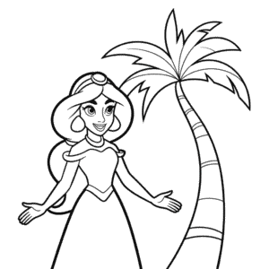 Kleurplaat Eenvoudige Prinses Jasmine