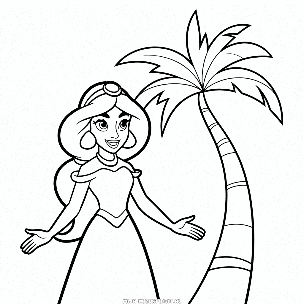 Kleurplaat Eenvoudige Prinses Jasmine